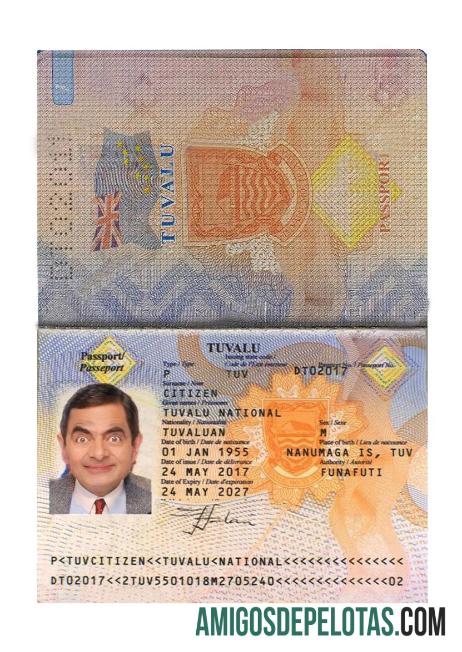 Passaporte Tuvalu amostra